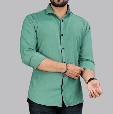 IKON FASHION Men Solid Casual Green Shirt