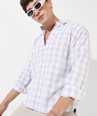 CAMPUS SUTRA Men Checkered Casual White, Purple Shirt