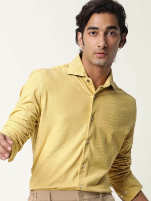 RARE RABBIT Men Solid Casual Yellow Shirt