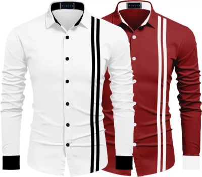 ROYAL SCOUT Men Solid Casual White Shirt(Pack of 2)