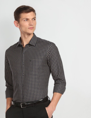 ARROW Men Checkered Casual Black, Beige Shirt