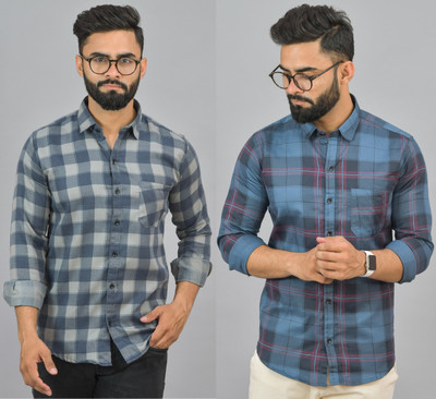 Hems trends Men Checkered Formal Multicolor Shirt(Pack of 2)