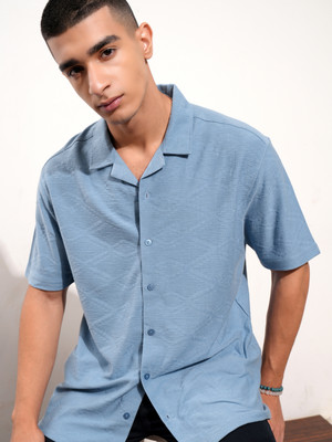 HIGHLANDER Men Self Design Casual Blue Shirt