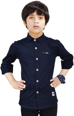 The Crane Boys Solid Casual Dark Blue Shirt