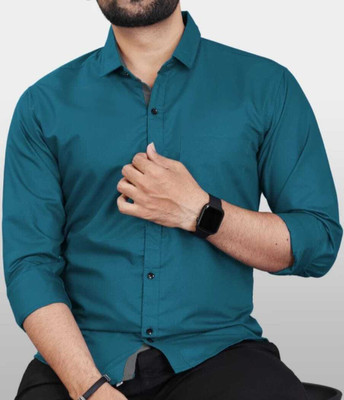 ZENNOR Men Solid Formal Dark Blue Shirt