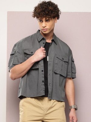 Kook N Keech Men Solid Casual Grey Shirt