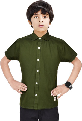 MADE IN THE SHADE Boys Solid Casual Dark Green Shirt