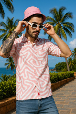 Surhi Men Printed Casual Pink Shirt