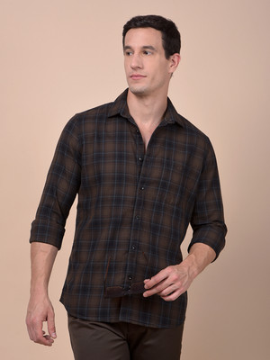 CRIMSOUNE CLUB Men Checkered Casual Brown Shirt
