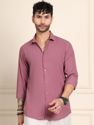 METRONAUT Men Solid Casual Pink Shirt