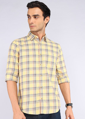 WROGN Men Checkered Casual Yellow Shirt