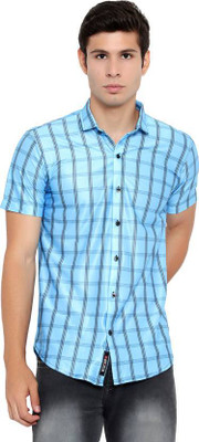 Kriyan Fab Men Checkered Casual Light Blue, Black Shirt