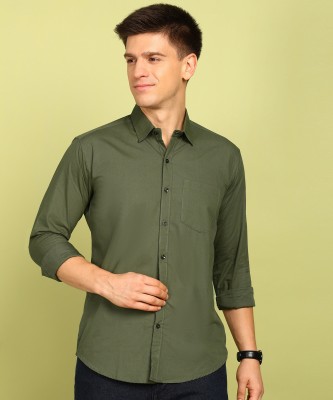 FUBAR Men Solid Formal Dark Green Shirt