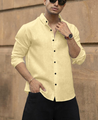 Shubhlakshmi Men Self Design Casual Yellow Shirt