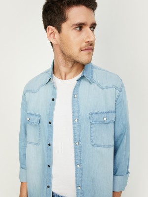 MAX Men Solid Casual Light Blue Shirt