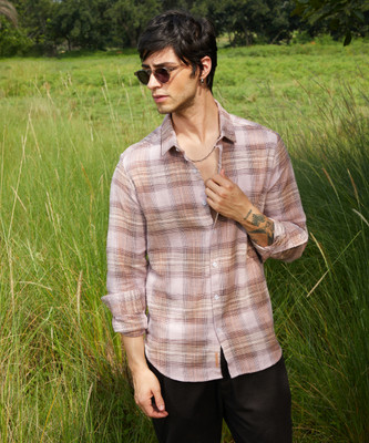 CAMPUS SUTRA Men Printed Casual Beige Shirt