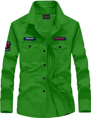 BIKIT Men Solid Casual Green Shirt
