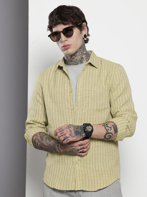The Indian Garage Co. Men Striped Casual Green Shirt