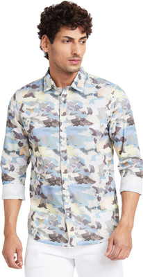 BEING HUMAN Men Printed Casual Grey Shirt