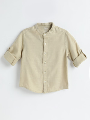 milou Boys Solid Casual Beige Shirt