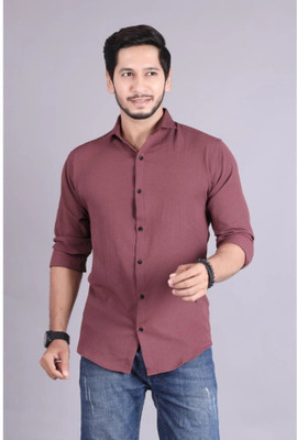 PEARL OCAN Men Self Design Casual Brown Shirt