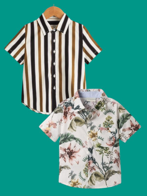 Dutt Creation Baby Boys Printed, Striped Casual Multicolor Shirt(Pack of 2)