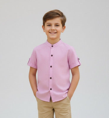 Zarila Boys Solid Casual Pink Shirt