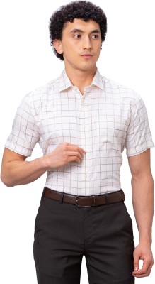 PARK AVENUE Men Checkered Formal White Shirt