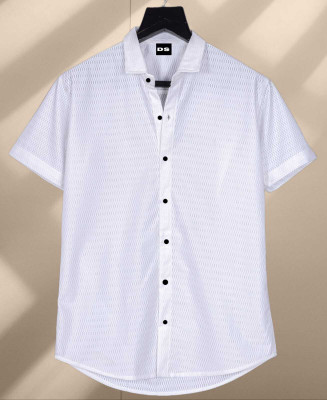 DUCCKCREATION Men Self Design Casual White Shirt