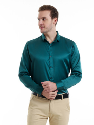 Sam Unique Man Men Solid Formal Green Shirt