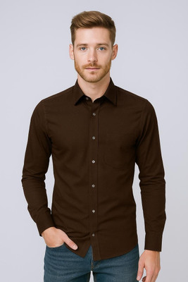 OFFICER CHOICE Men Solid Formal Brown Shirt