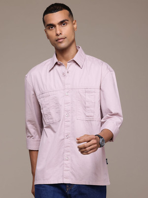 Roadster Men Solid Casual Pink Shirt
