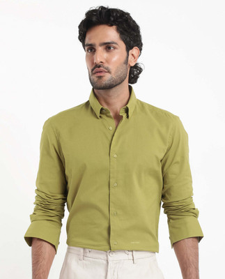 RARE RABBIT Men Solid Casual Dark Green Shirt