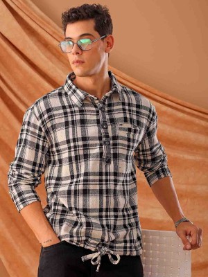 The Indian Garage Co. Men Checkered Beach Wear Black Shirt