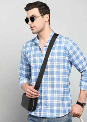 Jai Textiles Men Solid Casual Blue, White Shirt