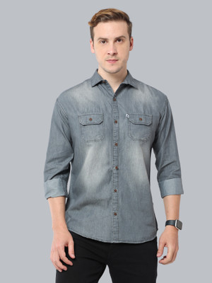 AIDAN PAUL Men Solid Casual Grey Shirt