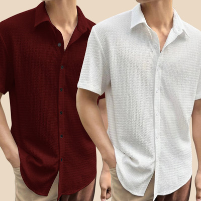 METRONAUT Men Solid Casual Multicolor Shirt(Pack of 2)