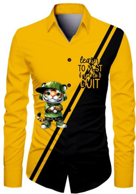 JRKENTERPRISE Men Printed Casual Yellow, Black Shirt