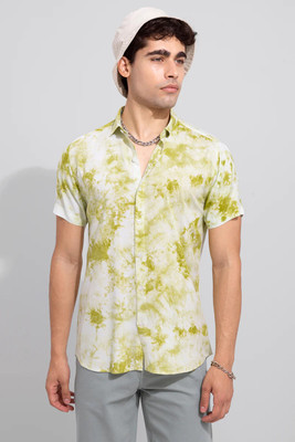 ENTNICBLISS Men Printed Casual Green, White Shirt