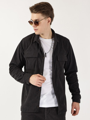 THOMAS SCOTT Men Self Design Casual Black Shirt