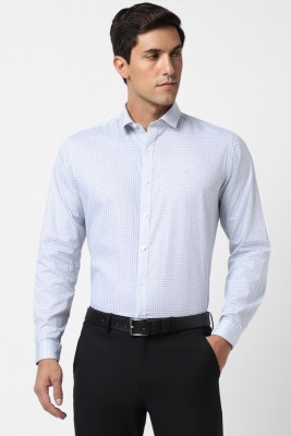 VAN HEUSEN Men Printed Formal Light Blue, White Shirt