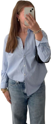 Lyla Fashion Women Striped Casual Blue Shirt