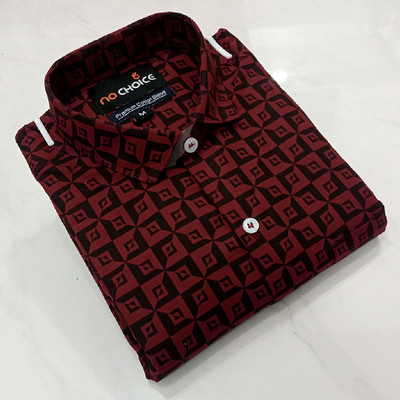 NO CHOICE Men Printed Casual Maroon Shirt