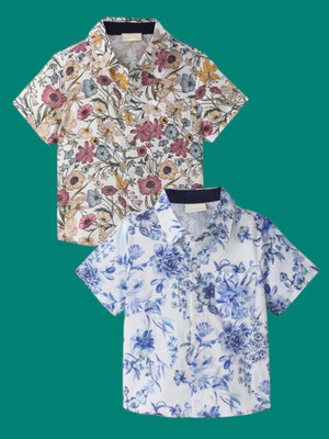 KILLER Boys Printed Casual Light Blue Shirt(Pack of 2)