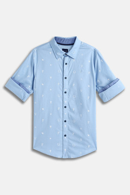 Allen Solly Boys Printed Casual Light Blue Shirt