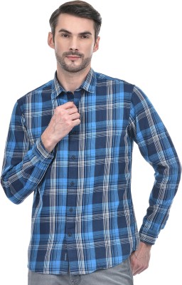 NUMERO UNO Men Checkered Casual Blue Shirt