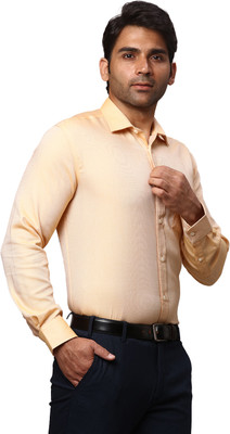 PARK AVENUE Men Self Design Formal Yellow Shirt