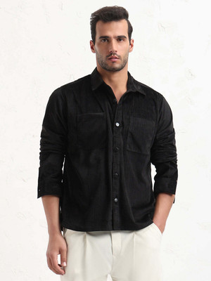 SHOWOFFFF Men Solid Casual Black Shirt