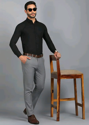 JILANI TRADERS Men Solid Formal Black Shirt
