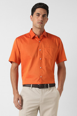 VAN HEUSEN Men Self Design Formal Orange Shirt